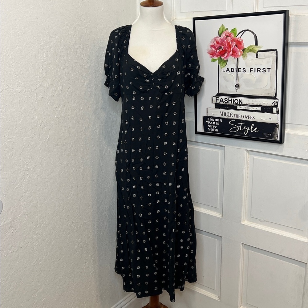 Madewell Sweetheart Puff Sleeved Midi Dress in Stardot Size 12 - Picture 3 of 10